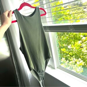 ZARA army green high neck modal bodysuit nwot